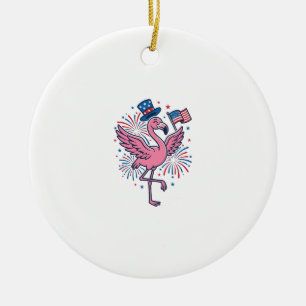 Ornamento De Cerâmica Flamingo Patriótico Fogueira Desenho Vetorial_1