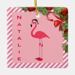 Ornamento De Cerâmica Flamingo Personalizado bonito