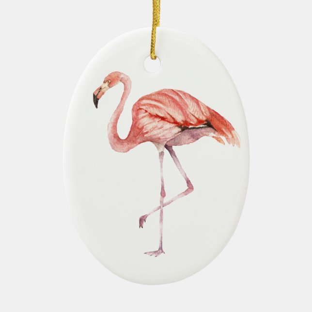 Ornamento De Cerâmica Flamingo Rosa (Frente)