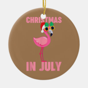 Ornamento De Cerâmica Flamingo Rosa No Natal Em Julho