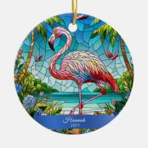 Ornamento De Cerâmica Flamingo Vidro Apanhado Parede Tropical Personaliz