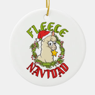Ornamento De Cerâmica Fleece Navidad Alpaca Engraçado Natal