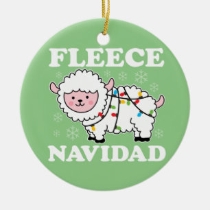 Ornamento De Cerâmica Fleece Navidad Feliz Funny Christmas Kawaii Shep
