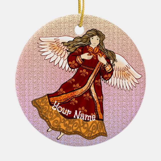 Ornamento De Cerâmica Fleur de lis angel (Frente)