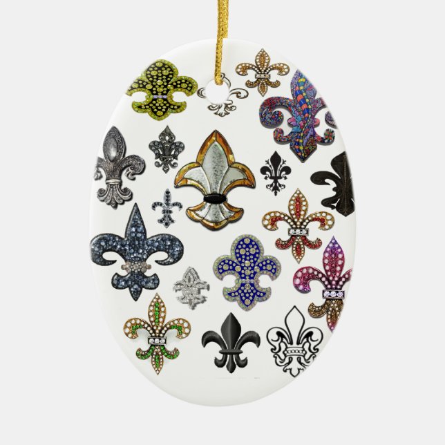 Ornamento De Cerâmica Fleur De Lis Flor New Orleans Jewel Sparkle (Frente)