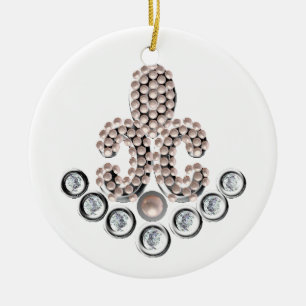 Ornamento De Cerâmica Fleur De Lis-jeweled