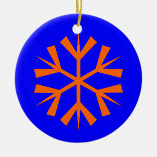Ornamento De Cerâmica Floco de Neve Azul e Laranja