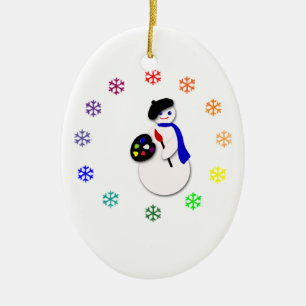 Ornamento De Cerâmica Floco de neve Colorwheel de w do artista do boneco