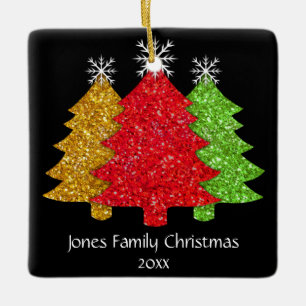 Ornamento De Cerâmica Floco de neve de árvore de Natal, verde-de-ouro es