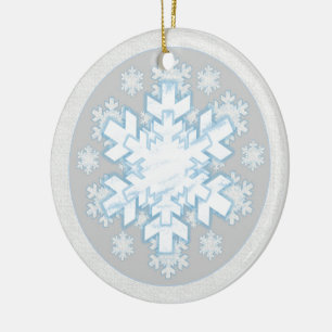 Ornamento De Cerâmica Floco de neve dimensional (cinza)