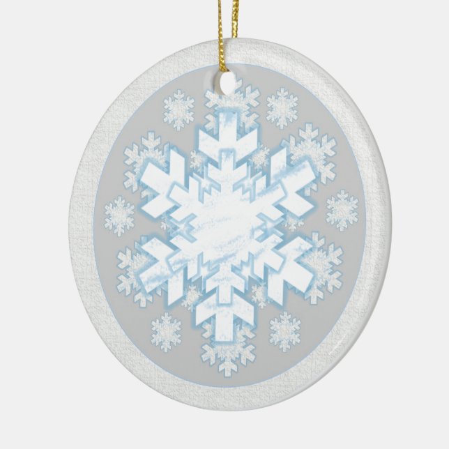 Ornamento De Cerâmica Floco de neve dimensional (cinza) (Esquerda)