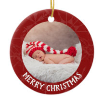 Floco de neve do vermelho do ano da foto do Natal