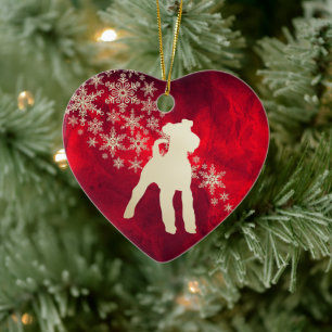 Ornamento De Cerâmica Floco de neve Dourado vermelho Fox Terrier