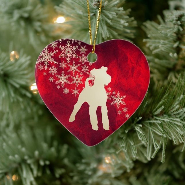 Ornamento De Cerâmica Floco de neve Dourado vermelho Fox Terrier (Árvore)