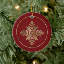 Floco de Neve em Faux Dourado sobre Vermelho (Não 
