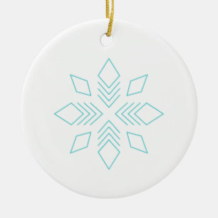 Ornamento De Cerâmica Floco de neve, Estrela Azul, Gelo, Cristal