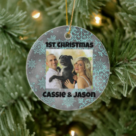 Ornamento De Cerâmica Floco de neve Foto Personalizada 1rua Natal