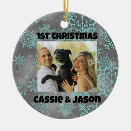 Ornamento De Cerâmica Floco de neve Foto Personalizada 1rua Natal