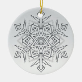 Ornamento De Cerâmica Floco de Neve Geométrico Moderno Cinza e Branco