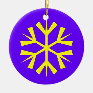 Ornamento De Cerâmica Floco de neve roxo e amarelo