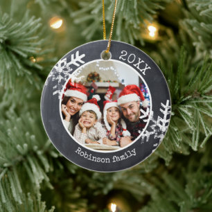 Ornamento De Cerâmica Floco de Neve Russo de Foto Personalizado