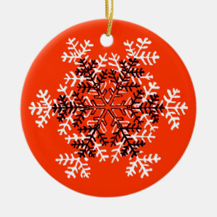 Ornamento De Cerâmica Floco de neve Transp branco vermelho o MUSEU