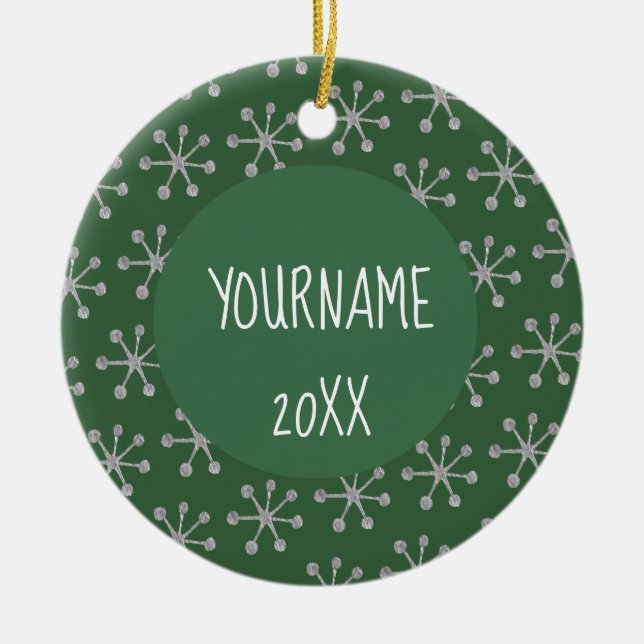 Ornamento De Cerâmica Floco de Neve Verde de Cheer Hunter (Frente)