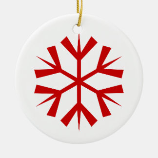 Ornamento De Cerâmica Floco de Neve Vermelho e Branco