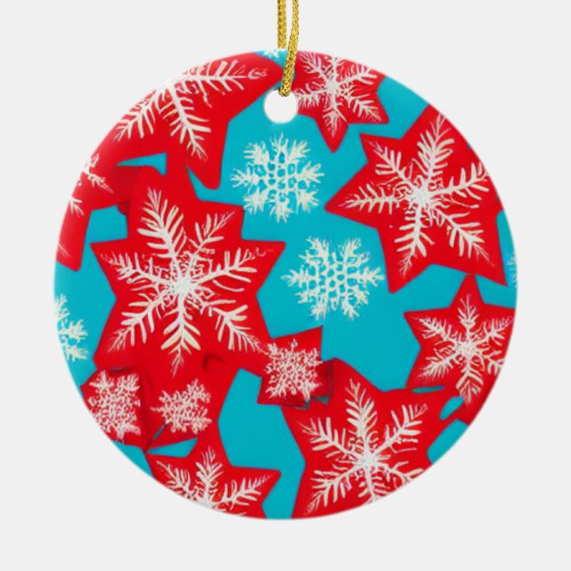Ornamento De Cerâmica Flocos de neve (Frente)