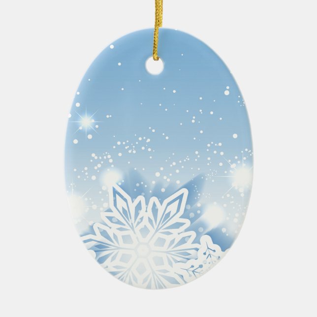 Ornamento De Cerâmica flocos de neve 3-D (Frente)