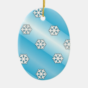 Ornamento De Cerâmica Flocos de neve azuis e brancos