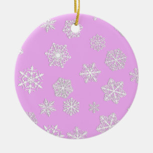 Ornamento De Cerâmica Flocos de neve brancos de 3 d sobre fundo de orquí