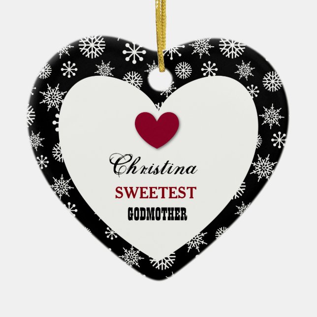 Ornamento De Cerâmica Flocos de neve brancos Q07A do preto o mais doce (Frente)