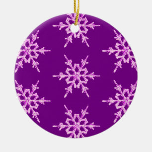 Ornamento De Cerâmica Flocos de neve, cristais de orquídea pálida no rox