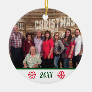 Ornamento De Cerâmica Flocos de neve de fotos de família de dois lados 