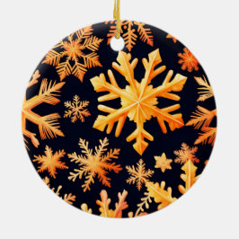 Ornamento De Cerâmica Flocos de Neve Dourados