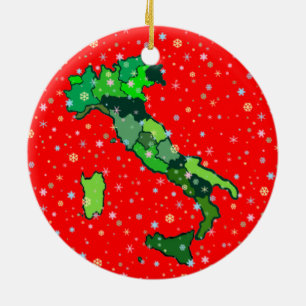 Ornamento De Cerâmica Flocos de neve e mapa Pastel alegres de Italia
