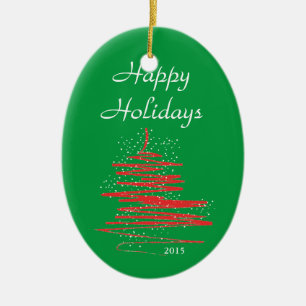 Ornamento De Cerâmica Flocos de neve em árvore de feriados felizes