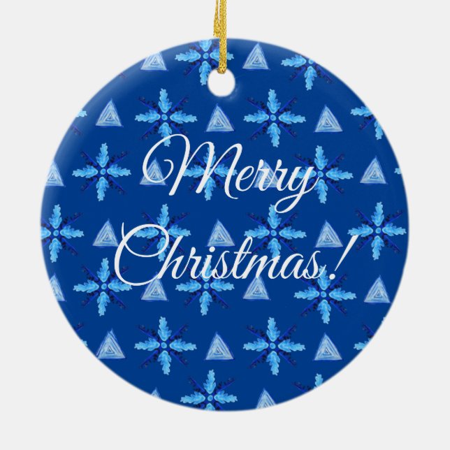 Ornamento De Cerâmica Flocos de neve geométricos (Traseira)