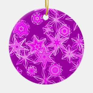 Ornamento De Cerâmica Flocos de Neve Geométricos Modernos, Roxo Âmexoa