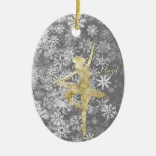 Ornamento De Cerâmica Flocos de Neve Personalizados Bailarina Dança Folh