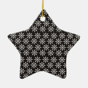 Ornamento De Cerâmica Flocos de neve preto e branco