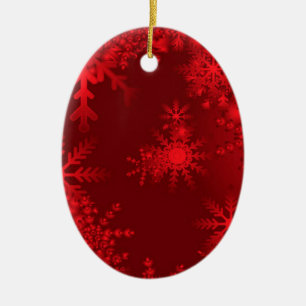 Ornamento De Cerâmica Flocos de neve vermelhos