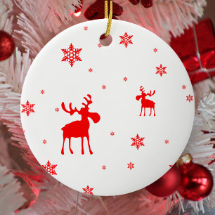Ornamento De Cerâmica Flocos de neve vermelhos simples modernos dos