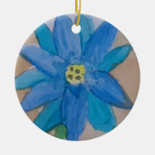 Ornamento De Cerâmica Flor Azul