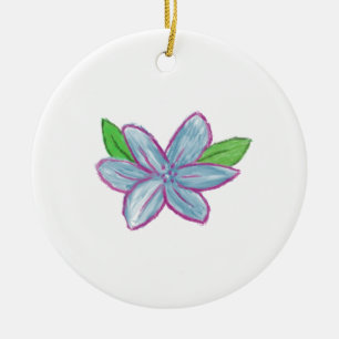 Ornamento De Cerâmica Flor Azul