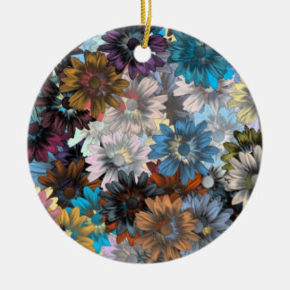 Ornamento De Cerâmica Flor azul e castanho