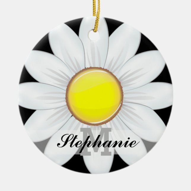 Ornamento De Cerâmica Flor clássica da margarida (Frente)