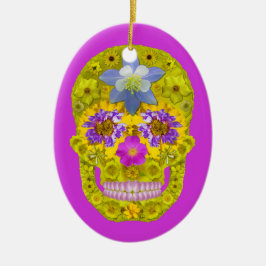 Ornamento De Cerâmica Flor - Crânio 3