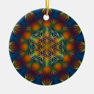Ornamento De Cerâmica FLOR DA Praça LIFE/Blume des Lebens Mandala III